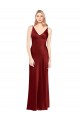 A-Line V-Neck Stretch Satin Long Burgundy Formal Evening Gown / Prom Dress / Bridesmaid Dress Sydney