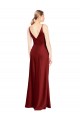 A-Line V-Neck Stretch Satin Long Burgundy Formal Evening Gown / Prom Dress / Bridesmaid Dress Sydney