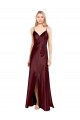 A-Line V-Neck Stretch Satin Long Burgundy Gold Bridesmaid Dress / Evening Dress Sydney