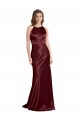 A-Line V-Neck Stretch Satin Long Burgundy Gold Formal Evening Gown / Prom Dress / Bridesmaid Dress Sydney
