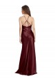 A-Line V-Neck Stretch Satin Long Burgundy Gold Formal Evening Gown / Prom Dress / Bridesmaid Dress Sydney