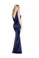 Sheath High Neck Stretch Satin Long Dark Navy Formal Evening Gown / Prom Dress / Bridesmaid Dress Sydney