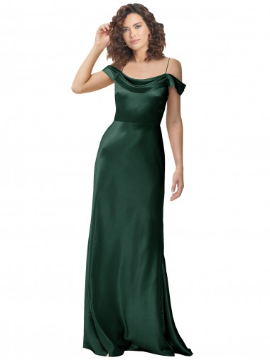 A-Line Spaghetti Straps Stretch Satin Long Hunter Formal Evening Gown / Prom Dress / Bridesmaid Dress Sydney