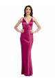 A-Line V-Neck Stretch Satin Long Fuchsia Formal Evening Gown / Prom Dress / Bridesmaid Dress Sydney