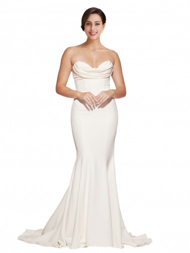 Mermaid Strapless Stretch Satin Sweep Train Ivory Formal Evening Gown / Prom Dress / Bridesmaid Dress Sydney