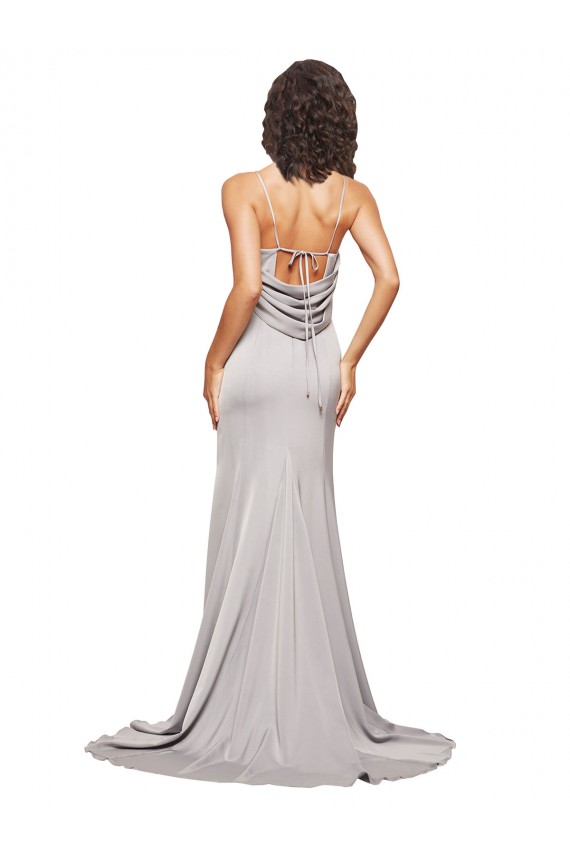 A-Line High Neck Stretch Satin Sweep Train Formal Evening Gown / Prom Dress / Bridesmaid Dress Sydney