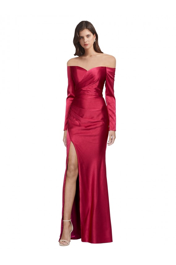 Sheath Sweetheart Stretch Satin Long Dark Red Formal Evening Gown / Prom Dress / Bridesmaid Dress Sydney