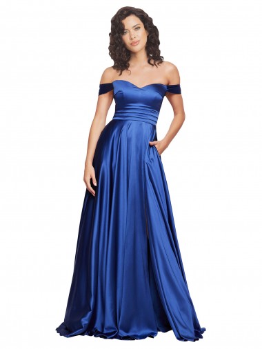 A-Line Sweetheart Stretch Satin Sweep Train Royal Blue Formal Evening Gown / Prom Dress / Bridesmaid Dress Sydney