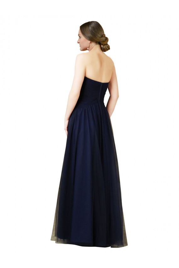 A-Line Strapless Tulle Long Dark Navy Bridesmaid Dress / Evening Dress Sydney