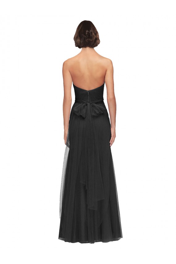 A-Line Sweetheart Tulle Long Black Bridesmaid Dress Sydney