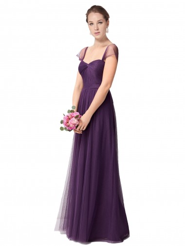 A-Line Sweetheart Tulle Long Plum Purple Bridesmaid Dress Sydney