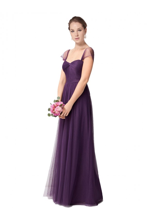 A-Line Sweetheart Tulle Long Plum Purple Bridesmaid Dress Sydney