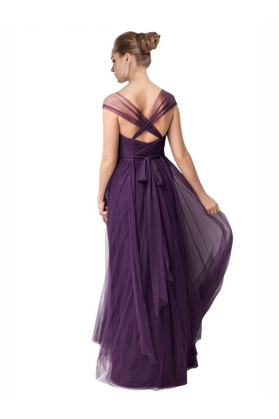A-Line Sweetheart Tulle Long Plum Purple Bridesmaid Dress Sydney