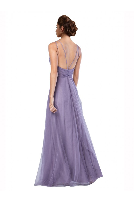 A-Line Spaghetti Straps Tulle Long Watermelon Bridesmaid Dress Sydney
