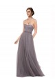 A-Line Spaghetti Straps Tulle Long Pewter Bridesmaid Dress Sydney