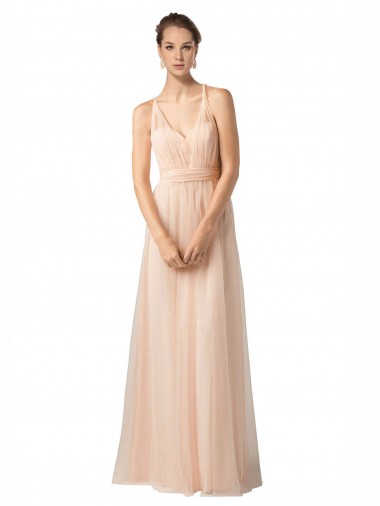 A-Line Sweetheart Tulle Long Nude Bridesmaid Dress / Evening Dress Sydney