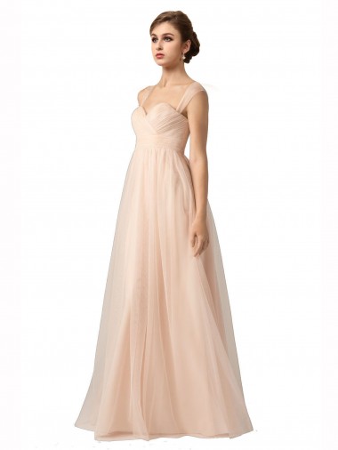 A-Line Sweetheart Tulle Long Nude Bridesmaid Dress Sydney