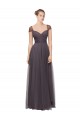 A-Line Sweetheart Tulle Long Pewter Bridesmaid Dress Sydney
