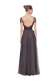 A-Line Sweetheart Tulle Long Pewter Bridesmaid Dress Sydney