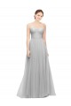 A-Line Sweetheart Tulle Long Silver Bridesmaid Dress Sydney