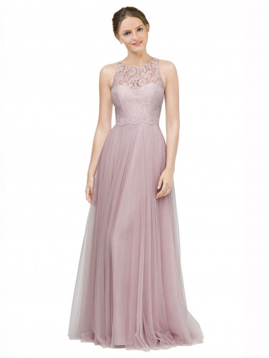 A-Line Sweetheart Tulle & Lace Long Light Lilac Bridesmaid Dress Sydney