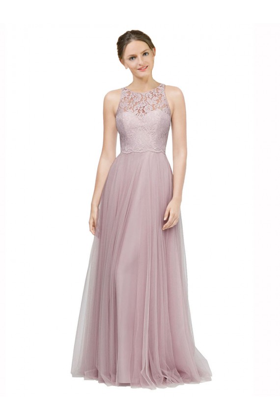 A-Line Sweetheart Tulle & Lace Long Light Lilac Bridesmaid Dress Sydney