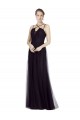 A-Line High Neck Tulle Long Black Bridesmaid Dress Sydney