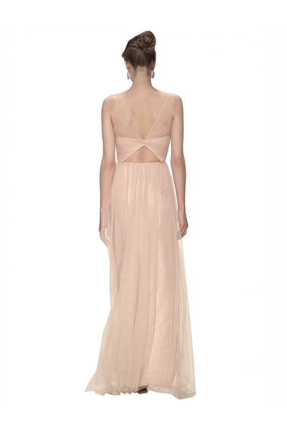 Sheath High Neck Tulle Long Blush Bridesmaid Dress Sydney