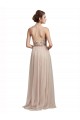 A-Line Halter Neck Tulle Long Nude Bridesmaid Dress Sydney