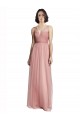 A-Line V-Neck Tulle Long Rose Pink Bridesmaid Dress Sydney