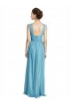 A-Line V-Neck Tulle Long Sky Blue Bridesmaid Dress Sydney