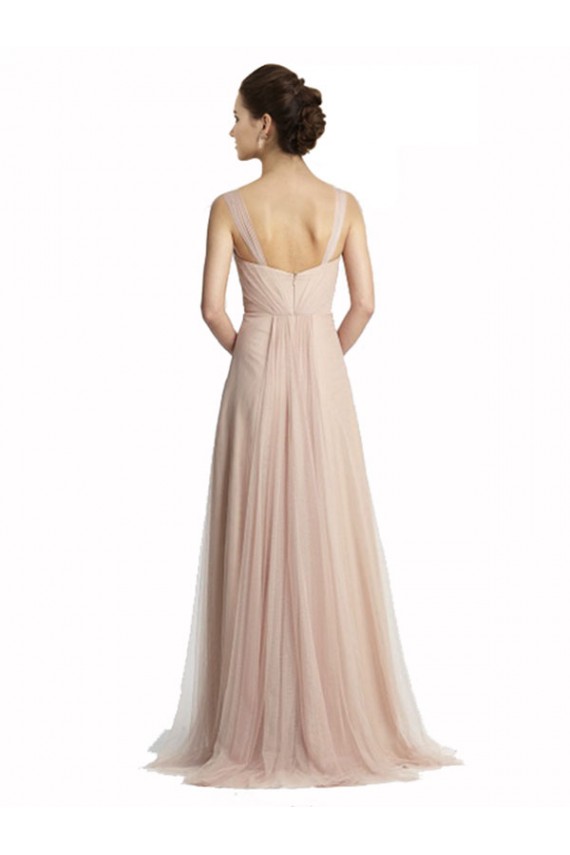 A-Line Square Neck Tulle Long Nude Bridesmaid Dress Sydney