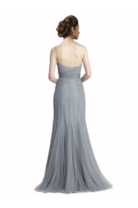 Mermaid One Shoulder Tulle Long Slate Grey Bridesmaid Dress Sydney