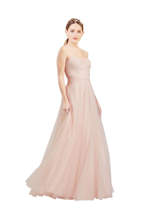 A-Line Strapless Tulle Long Pink Semi Formal Evening Dress / Bridesmaid Dress Sydney