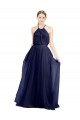 A-Line High Neck Tulle Long Navy Blue Semi Formal Evening Dress / Bridesmaid Dress Sydney
