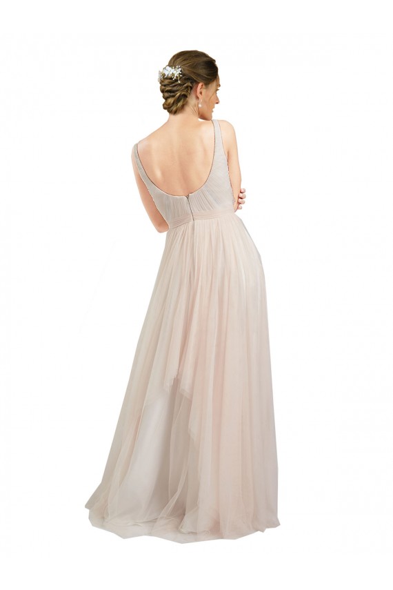 A-Line Scoop Neck Tulle Long Pink Semi Formal Evening Dress / Bridesmaid Dress Sydney