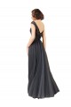 A-Line Bateau Neck Tulle & Lace Long Slate Grey Bridesmaid Dress Sydney