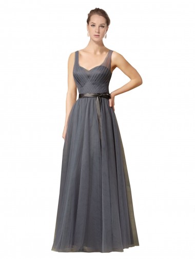 A-Line Sweetheart Tulle Long Slate Grey Formal Dress / Bridesmaid Dress Sydney
