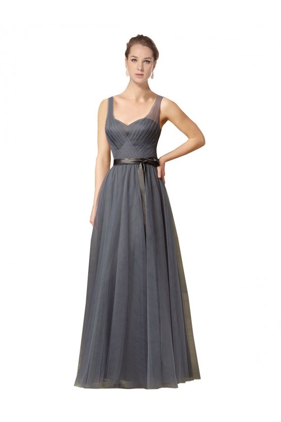 A-Line Sweetheart Tulle Long Slate Grey Formal Dress / Bridesmaid Dress Sydney