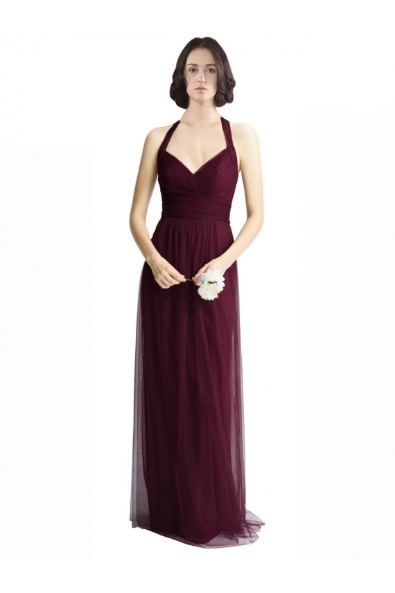 A-Line V-Neck Tulle Long Red Bridesmaid Dress / Evening Dress Sydney
