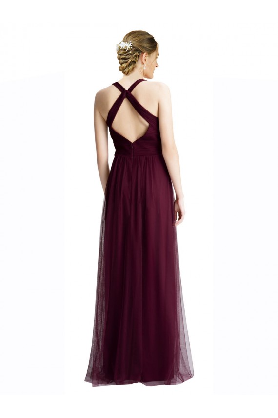 A-Line V-Neck Tulle Long Red Bridesmaid Dress / Evening Dress Sydney
