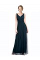 A-Line V-Neck Tulle Long Blue Bridesmaid Dress Sydney