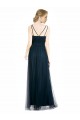 A-Line V-Neck Tulle Long Blue Bridesmaid Dress Sydney