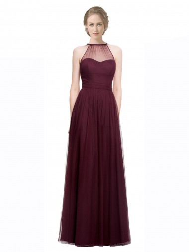 A-Line Sweetheart Tulle Long Red Bridesmaid Dress Sydney