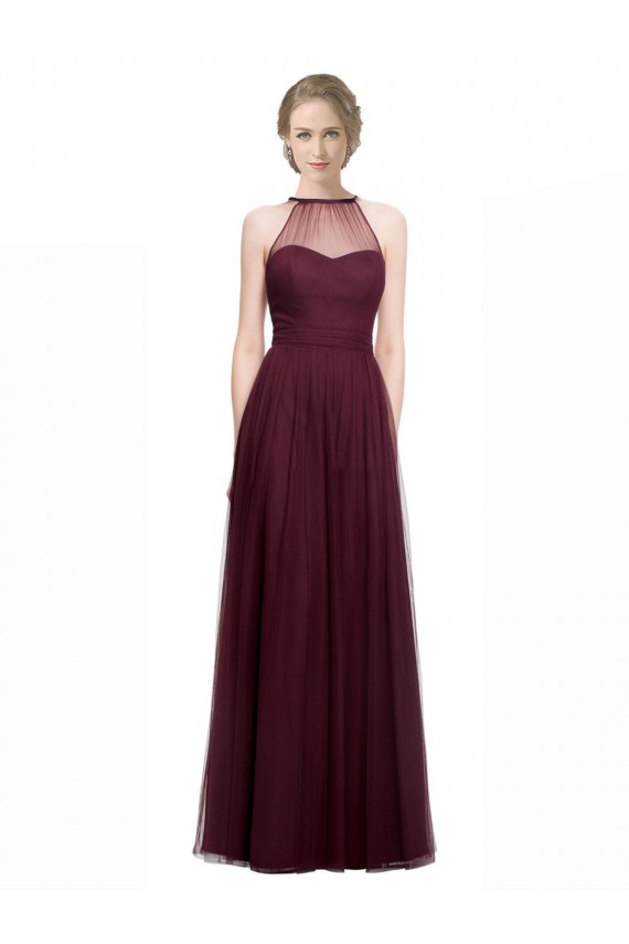 A-Line Sweetheart Tulle Long Red Bridesmaid Dress Sydney