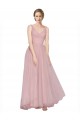 A-Line V-Neck Tulle Long Pink Bridesmaid Dress Sydney