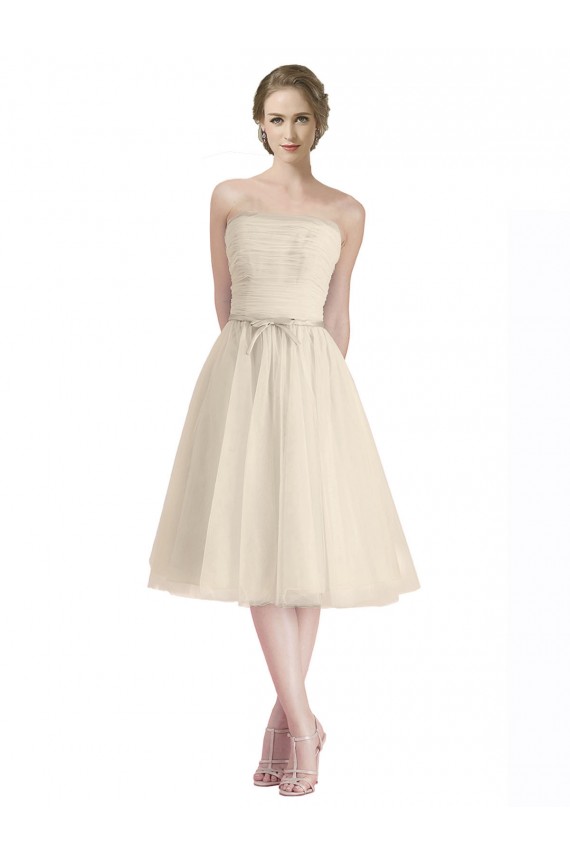 A-Line Strapless Tulle Cocktail Length Bridesmaid Dress Sydney