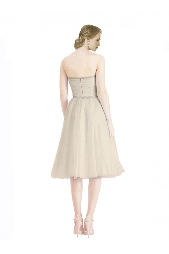 A-Line Strapless Tulle Cocktail Length Bridesmaid Dress Sydney