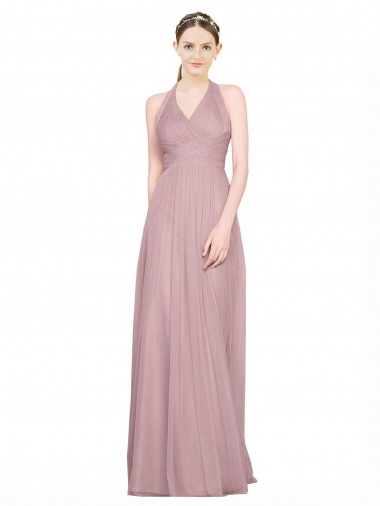 A-Line V-Neck Tulle Long Bridesmaid Dress Sydney