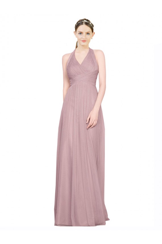 A-Line V-Neck Tulle Long Bridesmaid Dress Sydney